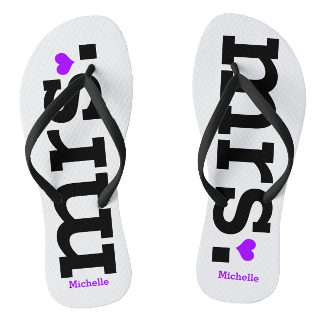 Bold Lettering (purple) Bride Thongs (Footbed)