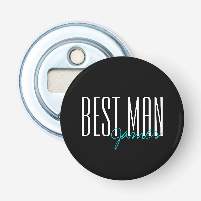 Bold Letters "Best Man" Personalised Wedding Party Bottle Opener (Front)