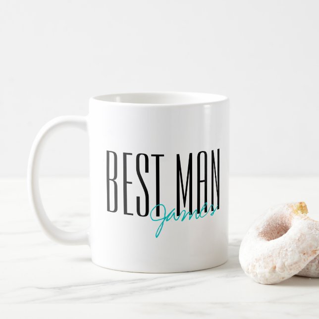 Bold Letters "Best Man" Personalised Wedding Party Coffee Mug (With Donut)