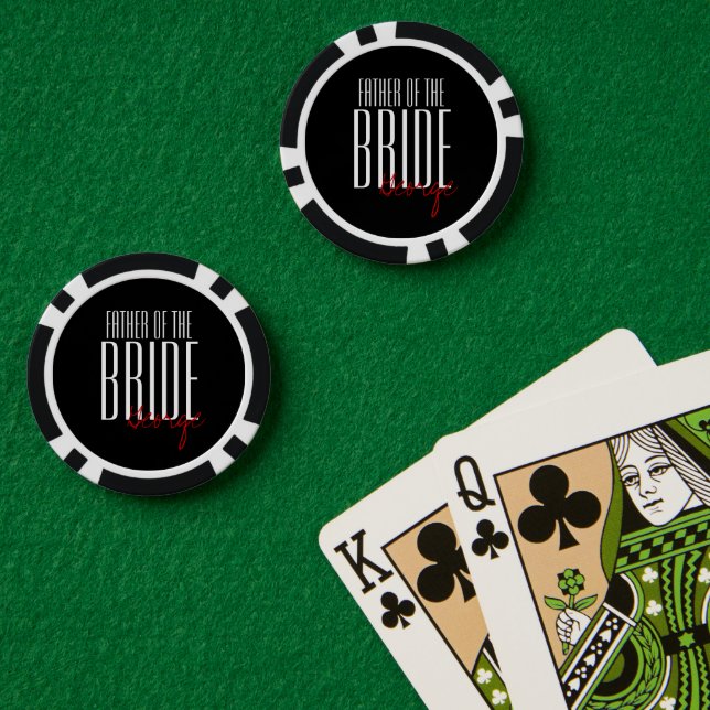 Bold Letters "Father of the Bride" Wedding Party Poker Chips (Poker Table (Double))