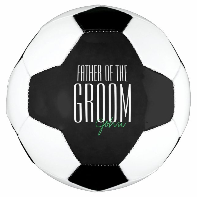 Bold Letters "Father of the Groom" Wedding Party Soccer Ball (Front)