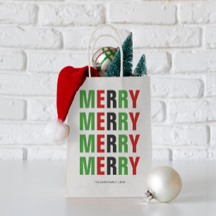 Bold Letters Festive "Merry" Christmas Small Gift Bag