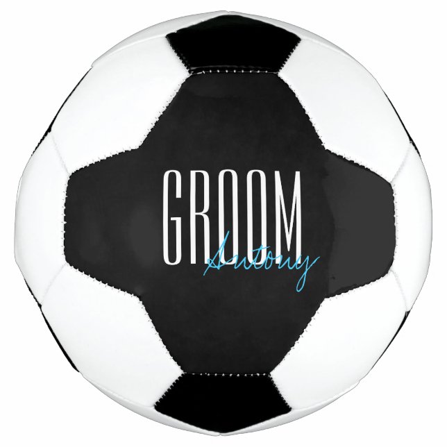 Bold Letters "Groom" Personalised Wedding Party Soccer Ball (Front)