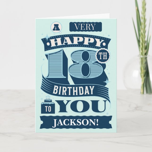 Bold Letters Happy 18th Birthday Card (Front)