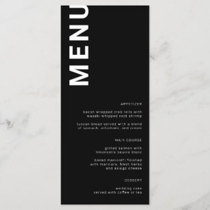 Bold Letters Minimal Black Wedding Menu
