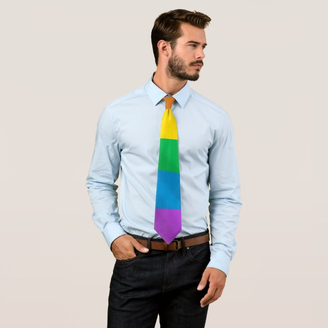 Bold LGBT Pride Rainbow Necktie – Oil Paint Style  (In Situ)