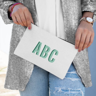Bold Light Teal 3 Letter Monogram Accessory Pouch