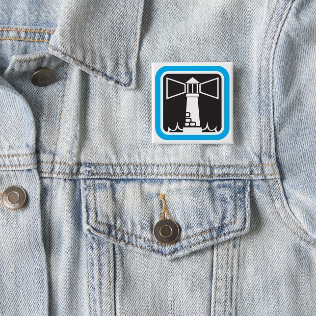 Bold Lighthouse Beacon with Ocean Waves Icon  15 Cm Square Badge (Creator Uploaded)