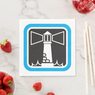 Bold Lighthouse Beacon with Ocean Waves Icon  Napkin