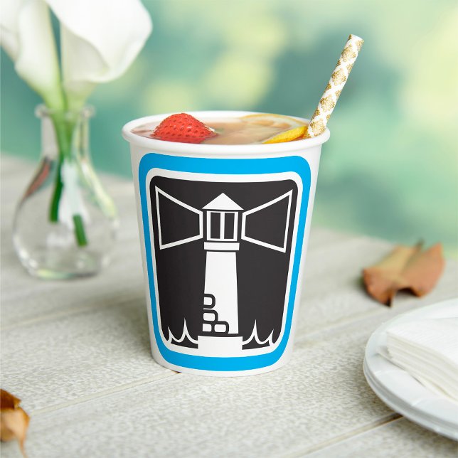 Bold Lighthouse Beacon with Ocean Waves Icon  Paper Cups (Creator Uploaded)