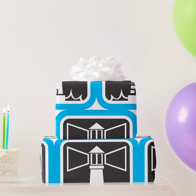 Bold Lighthouse Beacon with Ocean Waves Icon  Wrapping Paper (Creator Uploaded)