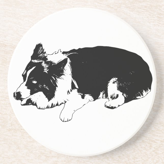 bold line calm, corgi coaster (Front)