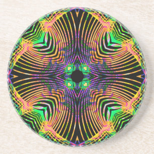Bold Line Mandala Orange,Green Coaster
