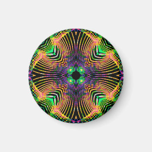 Bold Line Mandala  Orange,Green Magnet