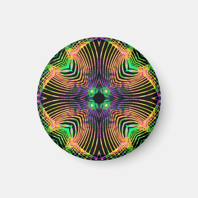 Bold Line Mandala  Orange,Green Magnet (Front)