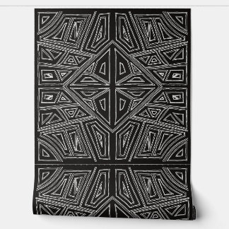 Bold Lines - Symmetrical Tile - Black And White Wallpaper
