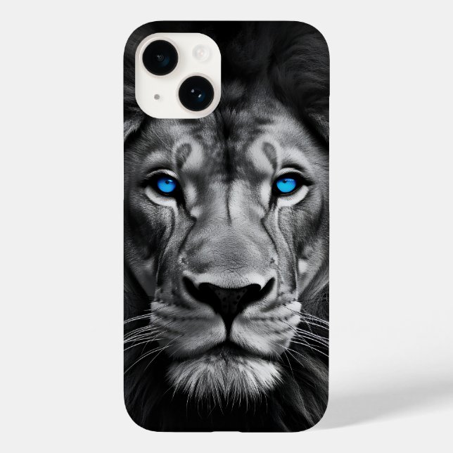 Bold Lion Face with Striking Blue Eyes – iPhone 14 Case-Mate iPhone Case (Back)