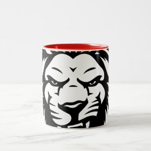 Bold Lion Head Coffee Mug – Black and White King