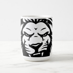 Bold Lion Head Coffee Mug – Black and White King
