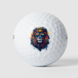 Bold Lion Head with Sunglasses and Crown Golf Balls