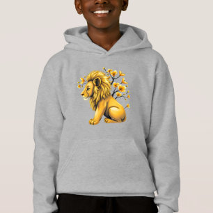 Bold Lion with Blossoms Kids Pullover