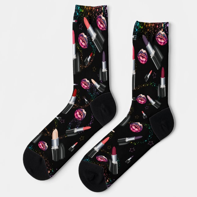 Bold, Lipstick and Lips Design Socks (Left)
