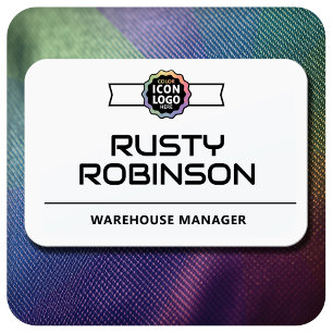 Bold Logo Black White Minimal Employee ID Name Tag