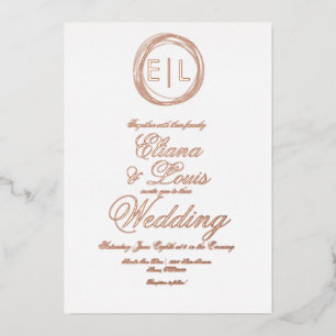 Bold Logo Rings Wedding Pressed Foil Invitation