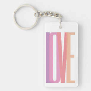 Bold Love Typography in Pastel Colours Key Ring