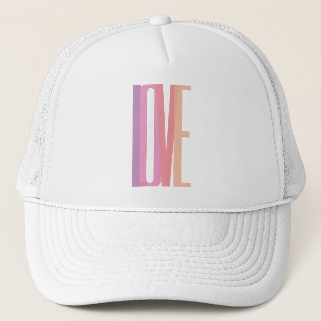 Bold Love Typography in Pastel Colours Trucker Hat (Front)