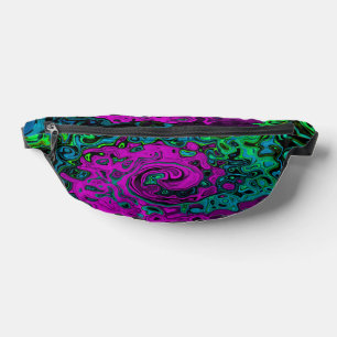 Bold Magenta Abstract Groovy Liquid Art Swirl Bum Bags