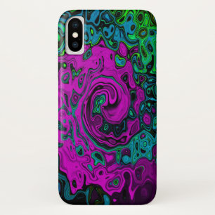 Bold Magenta Abstract Groovy Liquid Art Swirl iPhone X Case