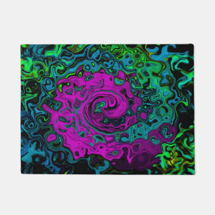 Bold Magenta Abstract Groovy Liquid Art Swirl Doormat
