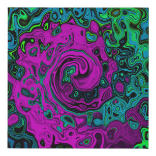 Bold Magenta Abstract Groovy Liquid Art Swirl Faux Canvas Print