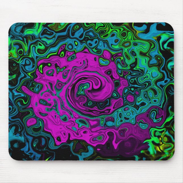 Bold Magenta Abstract Groovy Liquid Art Swirl Mouse Pad (Front)