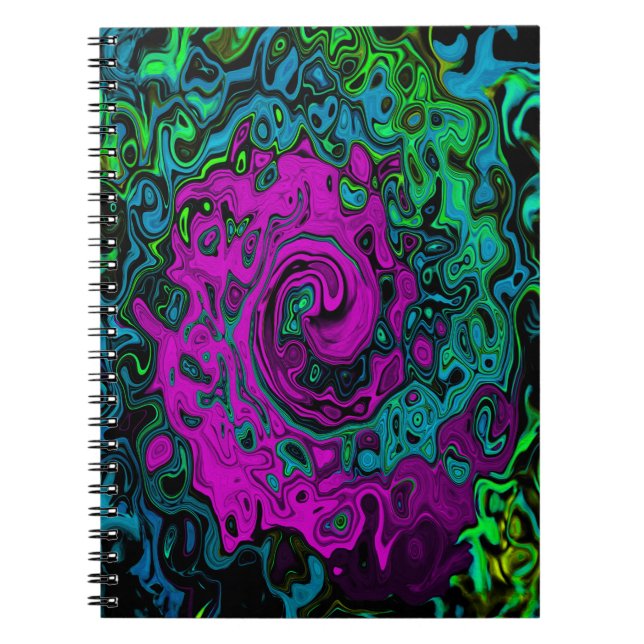 Bold Magenta Abstract Groovy Liquid Art Swirl Notebook (Front)