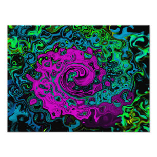 Bold Magenta Abstract Groovy Liquid Art Swirl Photo Print