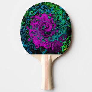Bold, Magenta, Abstract, Groovy, Liquid Art, Swirl Ping Pong Paddle