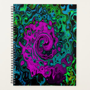 Bold Magenta Abstract Groovy Liquid Art Swirl Planner