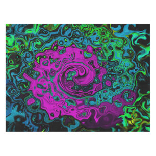 Bold Magenta Abstract Groovy Liquid Art Swirl Tablecloth