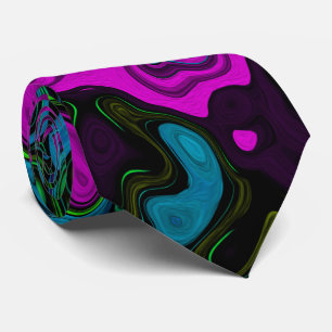 Bold Magenta Abstract Groovy Liquid Art Swirl Tie