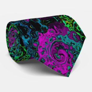 Bold Magenta Abstract Groovy Liquid Art Swirl Tie