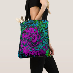 Bold Magenta Abstract Groovy Liquid Art Swirl Tote Bag
