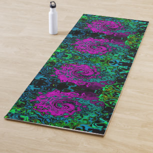 Bold Magenta Abstract Groovy Liquid Art Swirl Yoga Mat