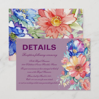 Bold Magenta Floral Modern Wedding Enclosure Card