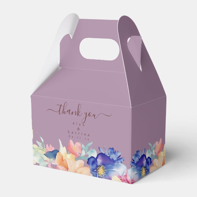Bold Magenta Floral Wedding Gable Box  (Front Side)
