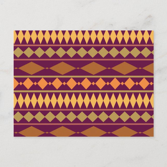 Bold Magenta Rust Tribal Geometric Pattern Postcard (Front)