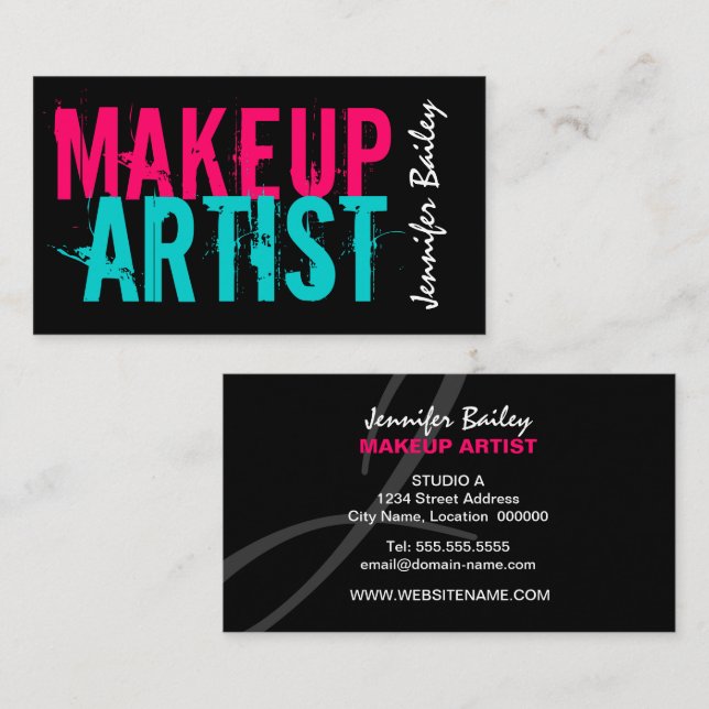 Bold Makeup Artist Business Card (Front/Back)
