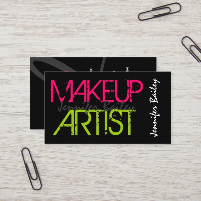 Bold Makeup Artist Business Card (Front/Back In Situ)