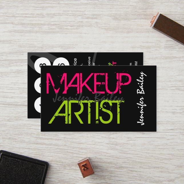 Bold Makeup Artist Loyalty Card (Front/Back In Situ)